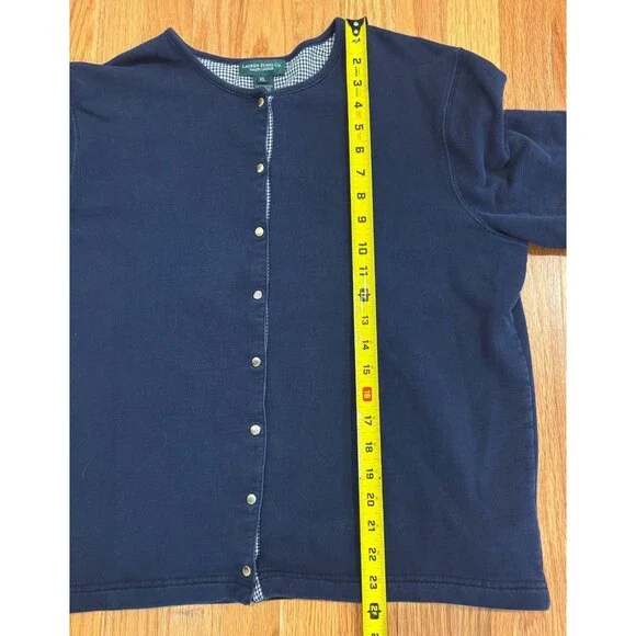 Polo Ralph Lauren Women's Cotton Sweatshirt Cardigan Jersey with snaps Navy XL - Picture 5 of 11